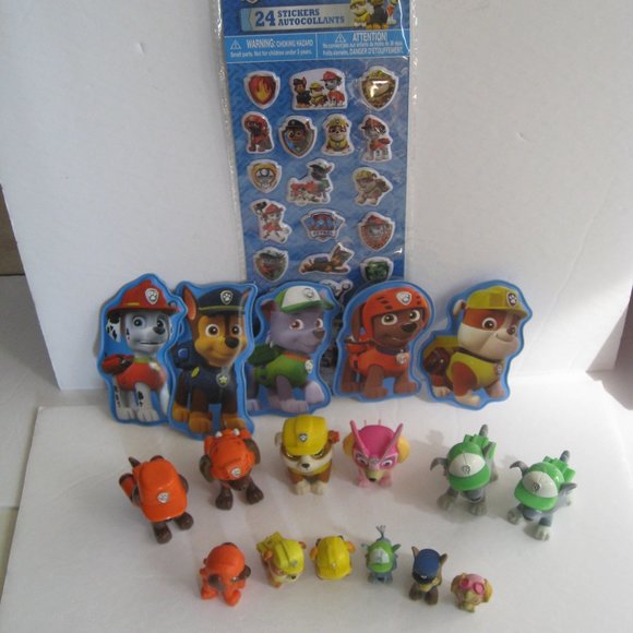 12 Paw Patrol Figures Cake Toppers, 24 Paw Patrol Puffy Stickers, 5 Suction Cup - Picture 1 of 16